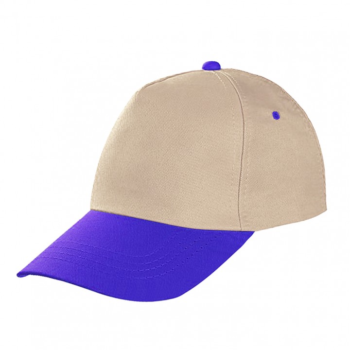 Saks Mavi Siperli Bej Gövdeli 5 Panel Prestij Promosyon Şapkası